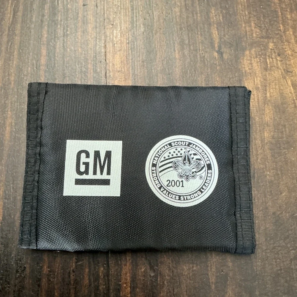 GM Boy Scouts of America 2001 National Scout Jamboree Black Nylon Trifold Wallet
